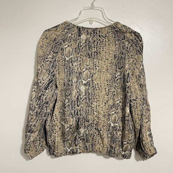Vince Camuto Snakeskin Animal Print Bomber Jacket Size M Tan Black Zip Soft Fall - Picture 5 of 11